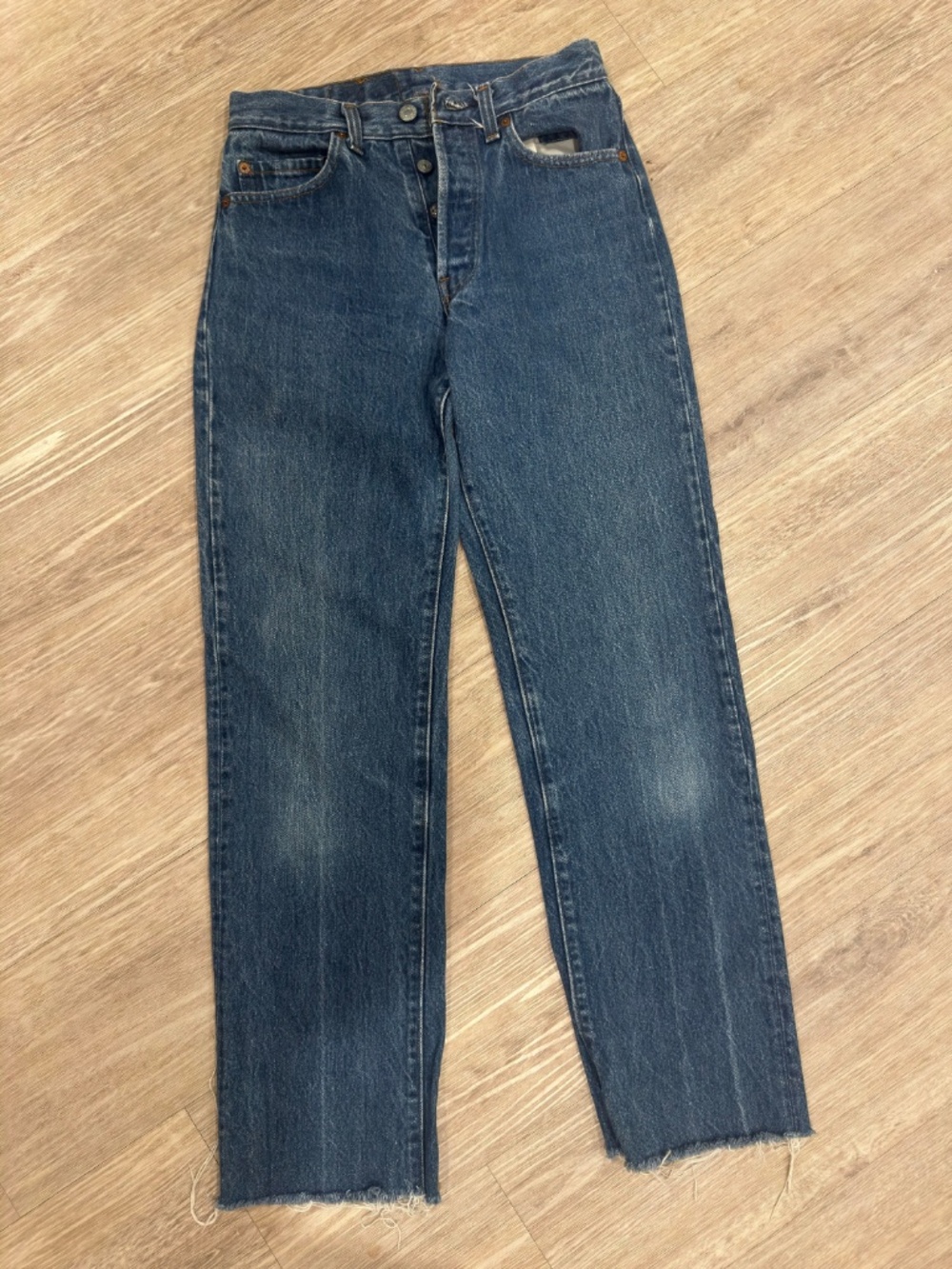 Vintage 1984 Levi’s 501 Straight Leg Jeans 28x34 501-0115 Button Fly Raw Hem